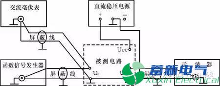 线性直流电源模拟电路中常用电子仪器布局图